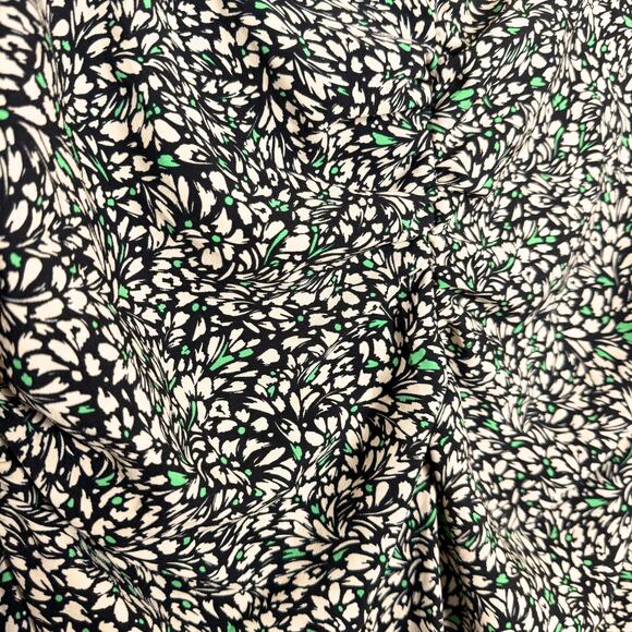 A New Day Floral Short Puff Sleeve Crepe Midi Dress Size XL Black Off-White New - Picture 6 of 9